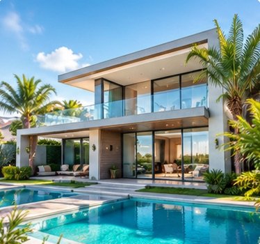 Modern home with a pool